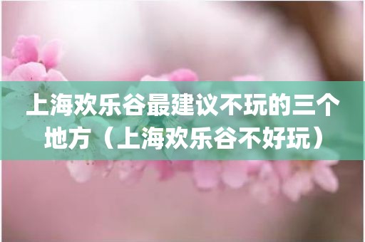 上海欢乐谷最建议不玩的三个地方(上海欢乐谷不好玩) 上海欢乐谷最建议不玩的三个地方(上海欢乐谷不好玩)