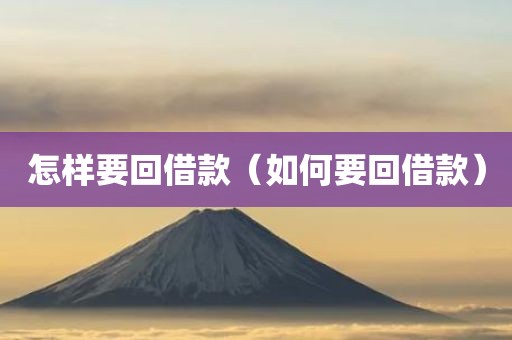 怎样要回借款（如何要回借款）