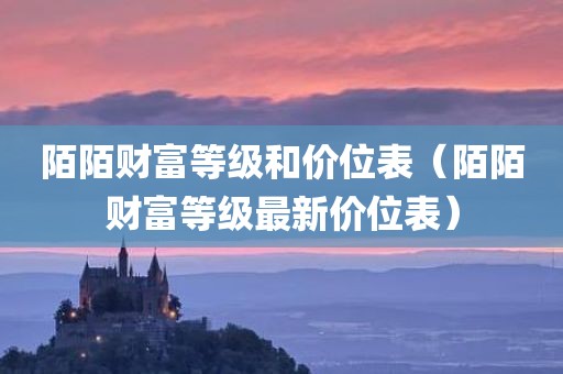 陌陌财富等级和价位表（陌陌财富等级最新价位表）