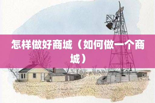 怎样做好商城（如何做一个商城）