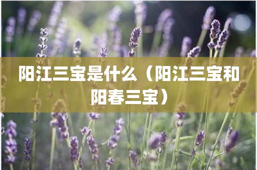 阳江三宝是什么（阳江三宝和阳春三宝）