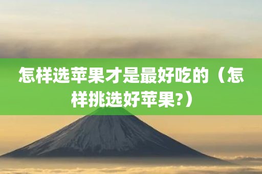 怎样选苹果才是最好吃的（怎样挑选好苹果?）