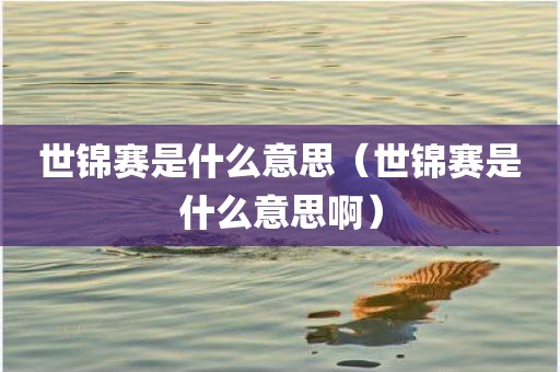 世锦赛是什么意思（世锦赛是什么意思啊）