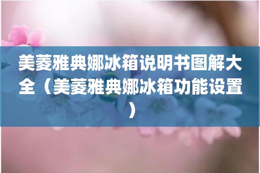 美菱雅典娜冰箱说明书图解大全（美菱雅典娜冰箱功能设置）