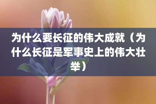 为什么要长征的伟大成就（为什么长征是军事史上的伟大壮举）