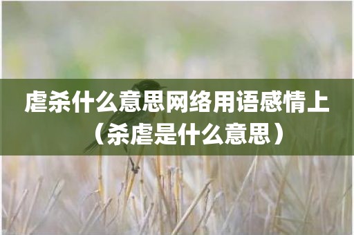 虐杀什么意思网络用语感情上（杀虐是什么意思）