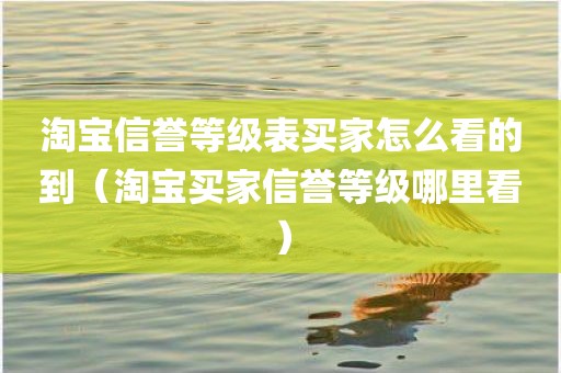 淘宝信誉等级表买家怎么看的到（淘宝买家信誉等级哪里看）