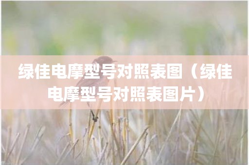 绿佳电摩型号对照表图（绿佳电摩型号对照表图片）