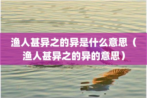 渔人甚异之的异是什么意思（渔人甚异之的异的意思）