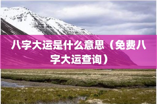 八字大运是什么意思（免费八字大运查询）