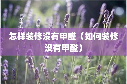 怎样装修没有甲醛（如何装修没有甲醛）