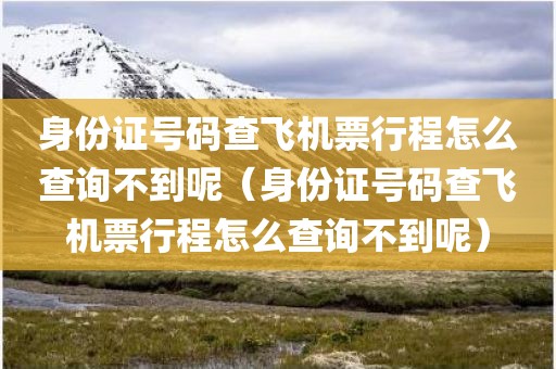 身份证号码查飞机票行程怎么查询不到呢（身份证号码查飞机票行程怎么查询不到呢）