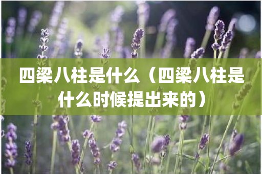 四梁八柱是什么（四梁八柱是什么时候提出来的）
