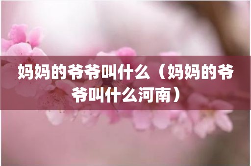 妈妈的爷爷叫什么（妈妈的爷爷叫什么河南）