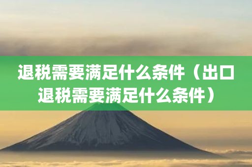 退税需要满足什么条件（出口退税需要满足什么条件）