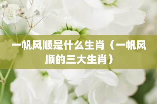 一帆风顺是什么生肖（一帆风顺的三大生肖）
