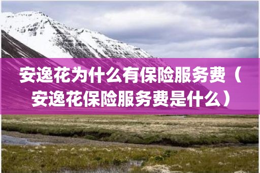 安逸花为什么有保险服务费（安逸花保险服务费是什么）