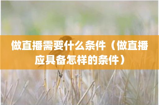 做直播需要什么条件（做直播应具备怎样的条件）