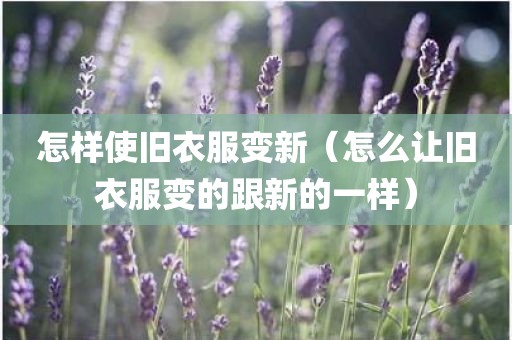 怎样使旧衣服变新（怎么让旧衣服变的跟新的一样）