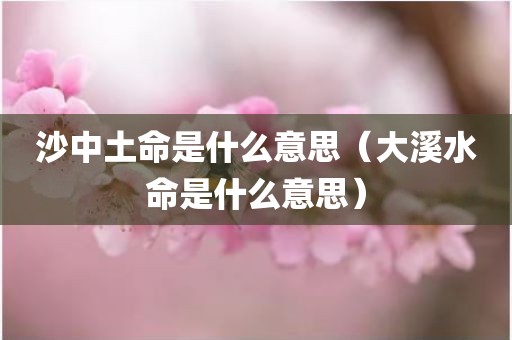 沙中土命是什么意思(大溪水命是什么意思)