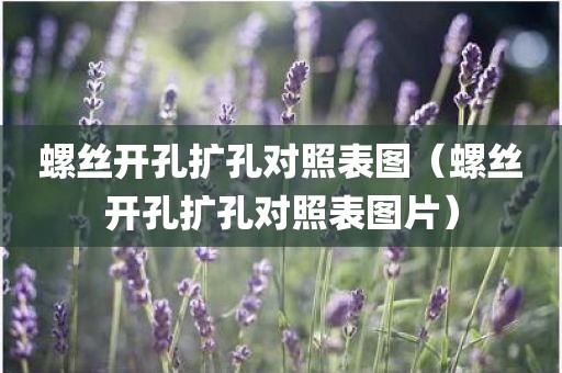 螺丝开孔扩孔对照表图（螺丝开孔扩孔对照表图片）