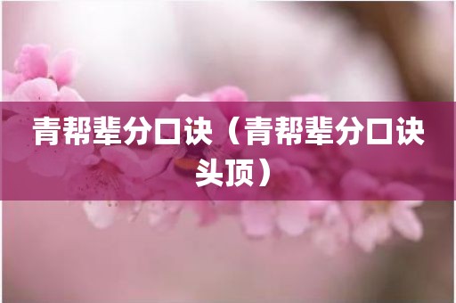 青帮辈分口诀（青帮辈分口诀 头顶）