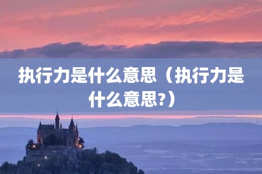 执行力是什么意思（执行力是什么意思?）