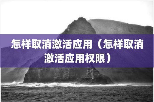怎样取消激活应用（怎样取消激活应用权限）