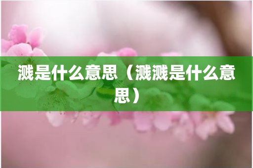 溅是什么意思（溅溅是什么意思）
