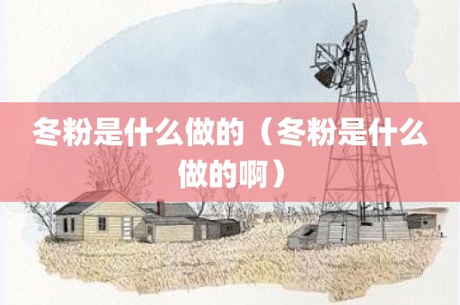 冬粉是什么做的（冬粉是什么做的啊）
