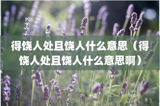 得饶人处且饶人什么意思(得饶人处且饶人什么意思啊)
