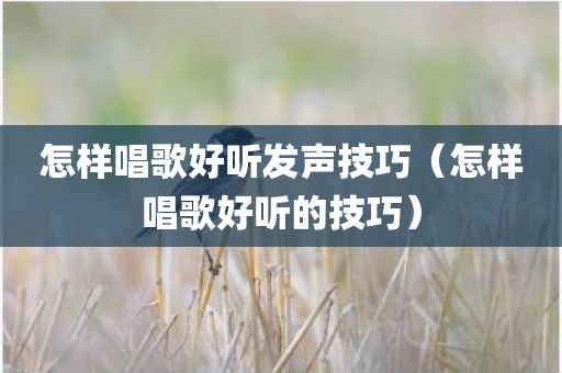 怎样唱歌好听发声技巧(怎样唱歌好听的技巧)