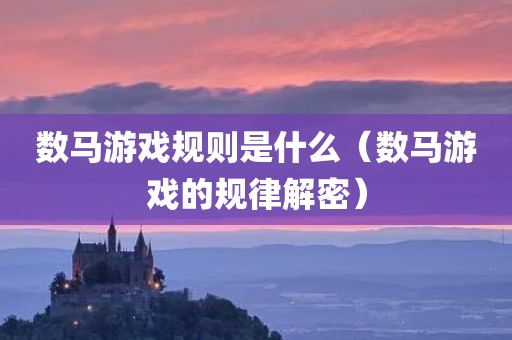 数马游戏规则是什么（数马游戏的规律解密）