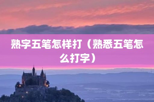 熟字五笔怎样打（熟悉五笔怎么打字）