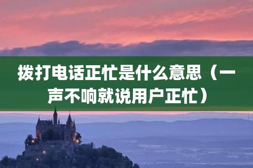 拨打电话正忙是什么意思（一声不响就说用户正忙）