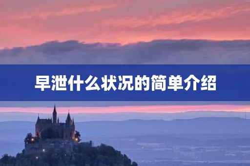 早泄什么状况的简单介绍