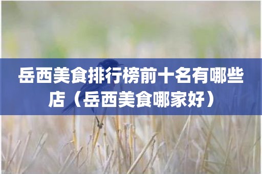 岳西美食排行榜前十名有哪些店（岳西美食哪家好）