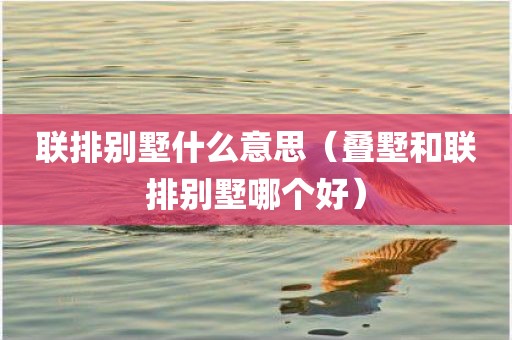 联排别墅什么意思（叠墅和联排别墅哪个好）