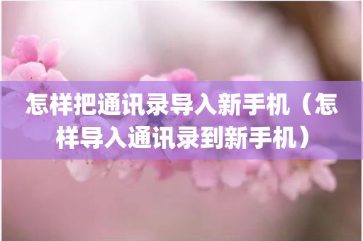 怎样把通讯录导入新手机（怎样导入通讯录到新手机）