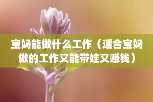 宝妈能做什么工作（适合宝妈做的工作又能带娃又赚钱）
