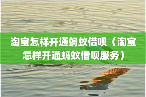 淘宝怎样开通蚂蚁借呗（淘宝怎样开通蚂蚁借呗服务）