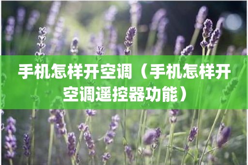 手机怎样开空调（手机怎样开空调遥控器功能）