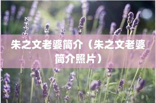 朱之文老婆简介（朱之文老婆简介照片）