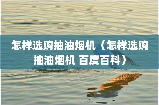 怎样选购抽油烟机（怎样选购抽油烟机 百度百科）