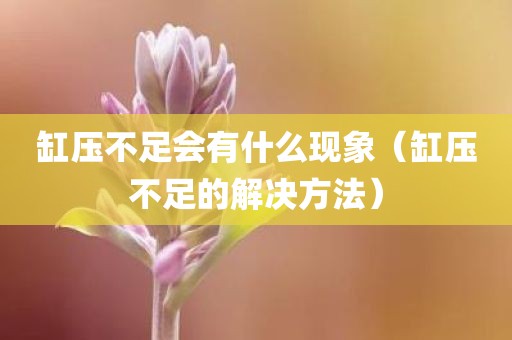 缸压不足会有什么现象（缸压不足的解决方法）