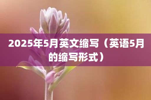 2025年5月英文缩写（英语5月的缩写形式）