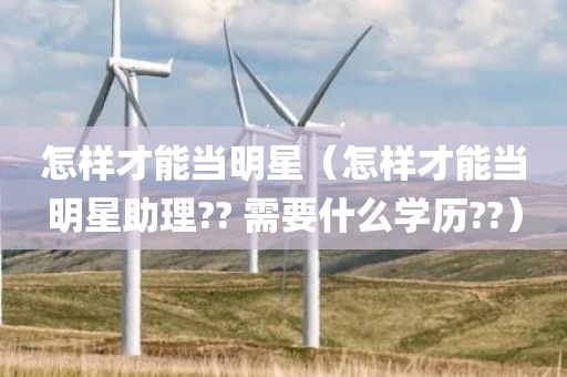怎样才能当明星（怎样才能当明星助理?? 需要什么学历??）