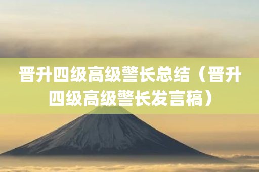 晋升四级高级警长总结（晋升四级高级警长发言稿）