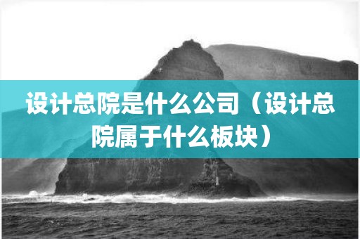 设计总院是什么公司（设计总院属于什么板块）