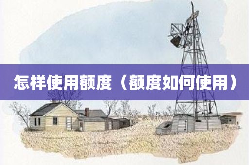 怎样使用额度（额度如何使用）